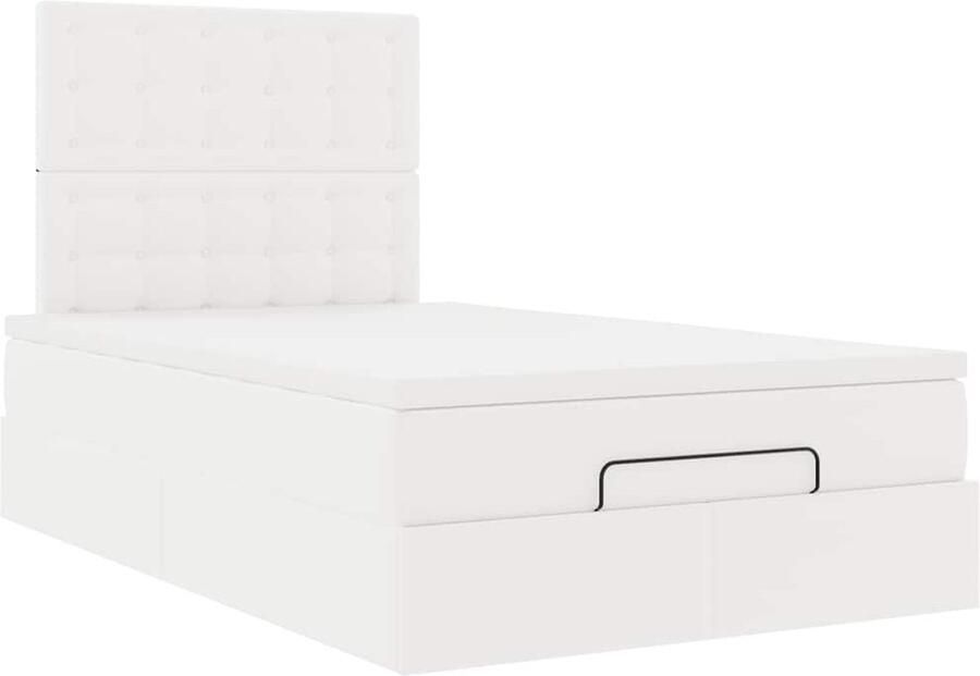 VidaXL Ottoman bed met matras 120x200cm kunstleer wit - Foto 2