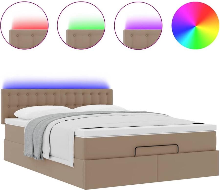 VidaXL Bedframe met matras 140x200cm kunstleer cappuccinokleurig - Foto 2