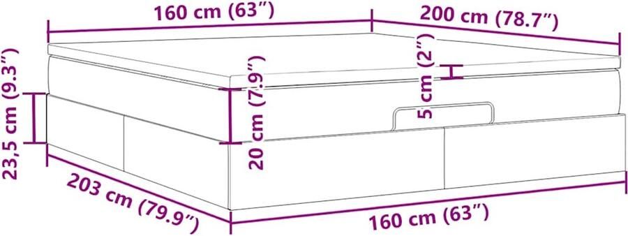 VidaXL Ottoman bed met matras 160x200cm kunstleer bruin - Foto 2