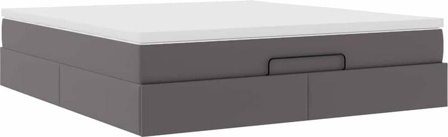 VidaXL Ottoman bed met matras 160x200cm kunstleer grijs - Foto 4