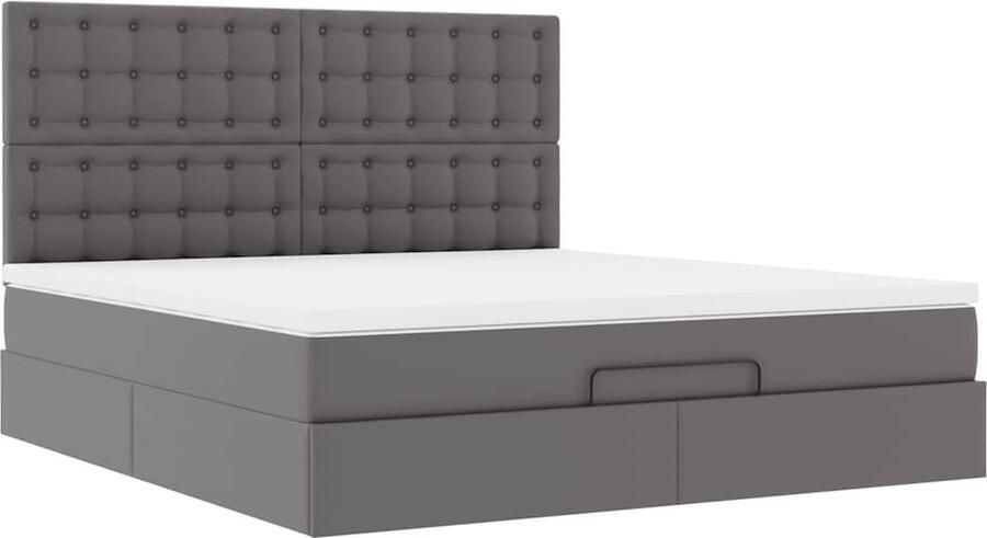 VidaXL Ottoman bed met matras 160x200cm kunstleer grijs - Foto 2