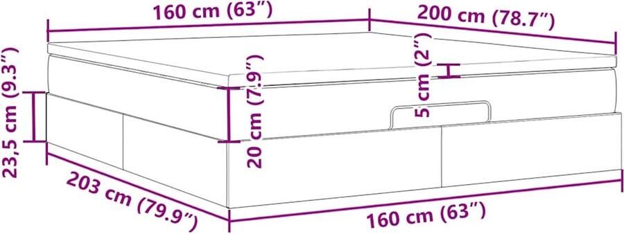 VidaXL Ottoman bed met matras 160x200cm kunstleer wit - Foto 2