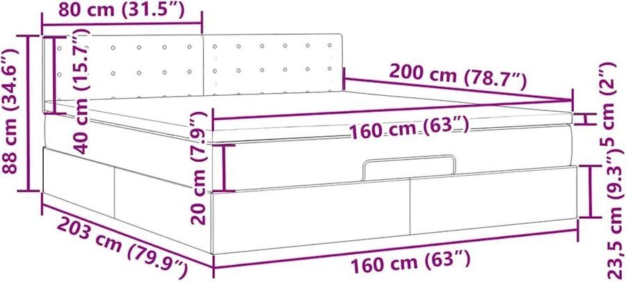 VidaXL Ottoman bed met matras 160x200cm kunstleer zwart - Foto 3