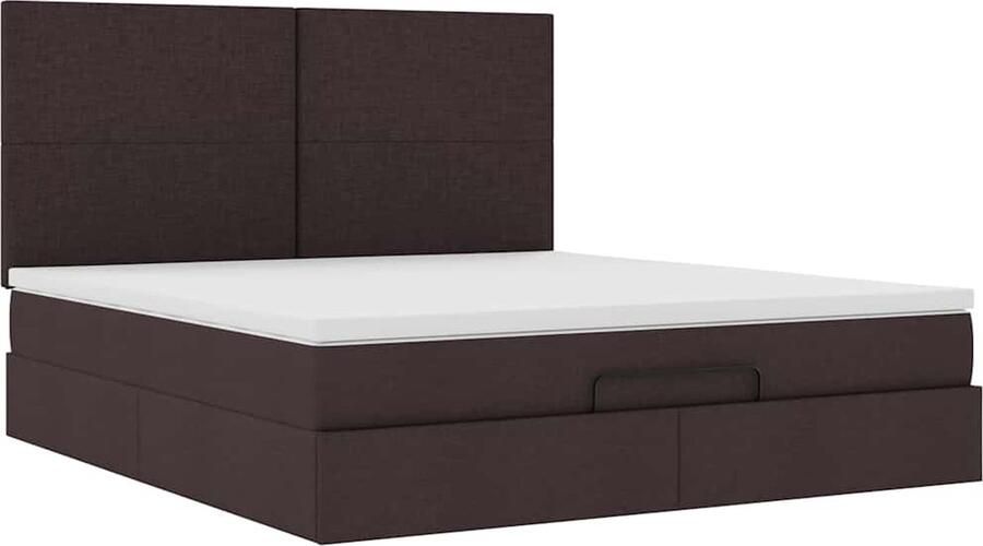 VidaXL Ottoman bed met matras en LED's 180x200cm stof donkerbruin - Foto 10