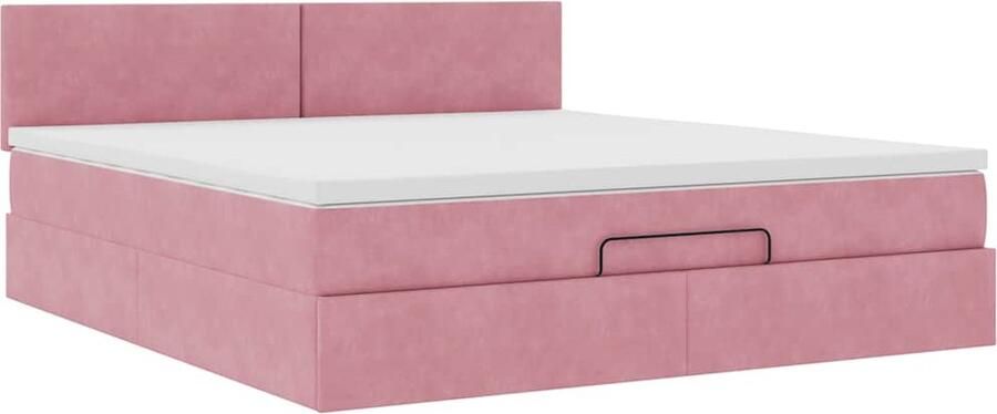 VidaXL Ottoman bed met matras en LED's 180x200 cm fluweel roze - Foto 2