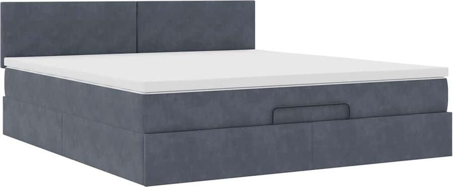 VidaXL Ottoman bed met matras en LED's 180x200cm fluweel donkergrijs - Foto 3