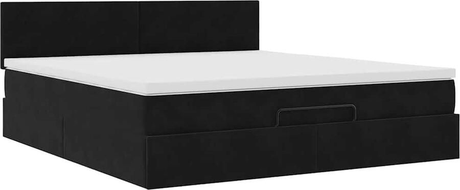 VidaXL Ottoman bed met matras en LED's 180x200cm fluweel zwart - Foto 3