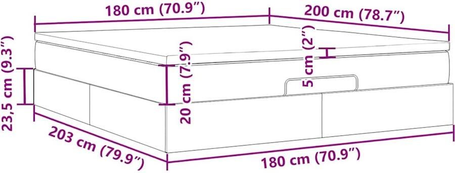 VidaXL Ottoman bed met matras en LED's 180x200cm fluweel zwart - Foto 4