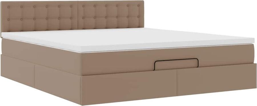 VidaXL Ottoman bed met matras 180x200cm kunstleer cappuccinokleurig - Foto 5
