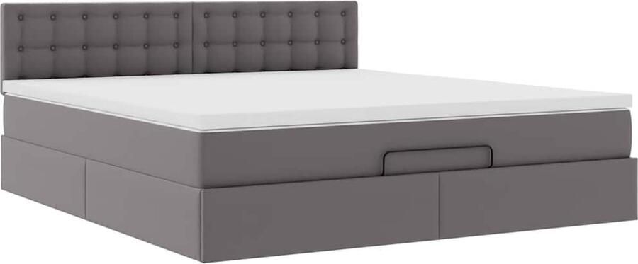 VidaXL Ottoman bed met matras 180x200cm kunstleer grijs - Foto 2