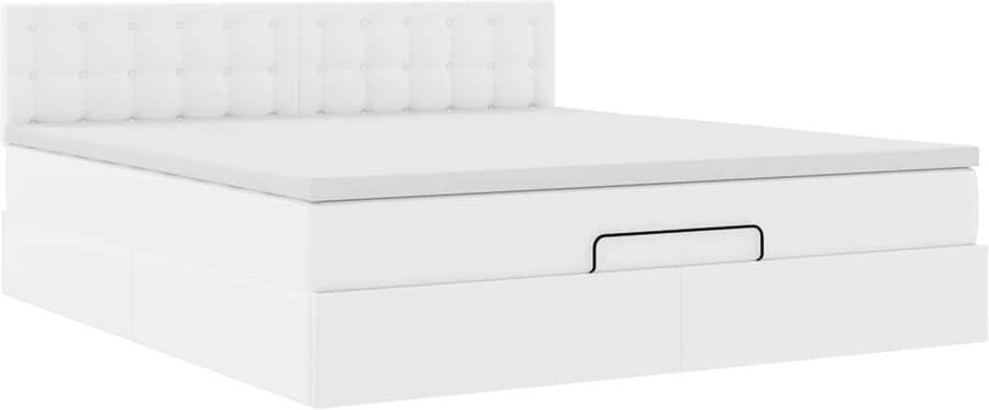 VidaXL Ottoman bed met matras 180x200cm kunstleer wit - Foto 4
