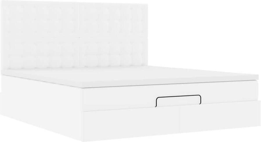 VidaXL Ottoman bed met matras 180x200cm kunstleer wit - Foto 3