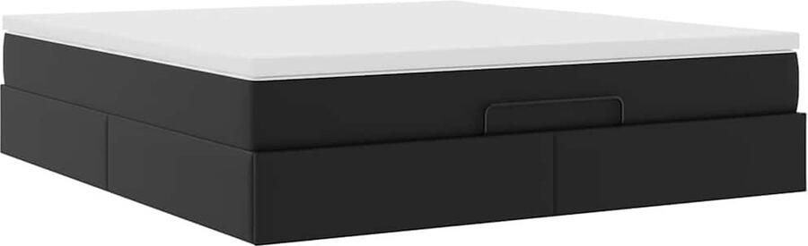 VidaXL Ottoman bed met matrassen en LED's 180x200cm kunstleer zwart - Foto 7