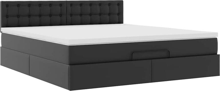 VidaXL Ottoman bed met matrassen en LED's 180x200cm kunstleer zwart - Foto 5