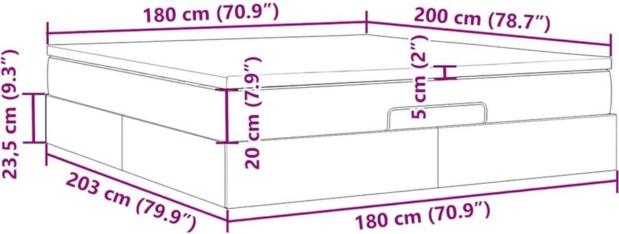 VidaXL Ottoman bed met matras en LED's 180x200cm stof zwart - Foto 8
