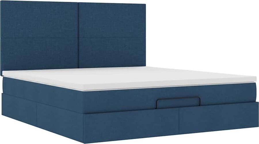 VidaXL Ottoman bed met matras en LED's 180x200cm stof blauw - Foto 10