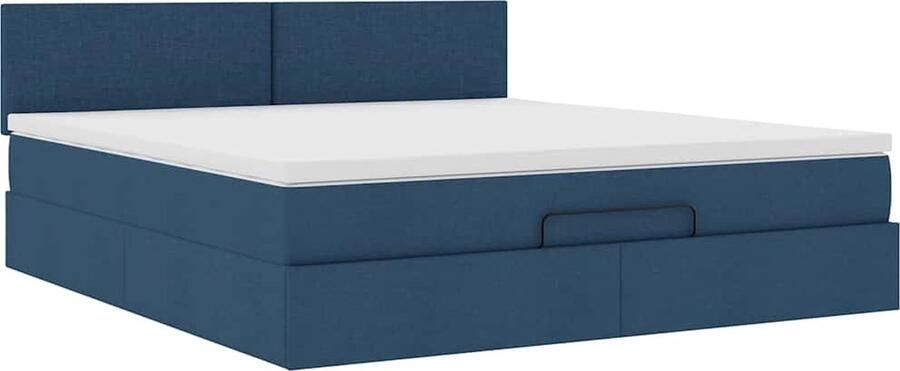 VidaXL Ottoman bed met matras en LED's 180x200cm stof blauw - Foto 8
