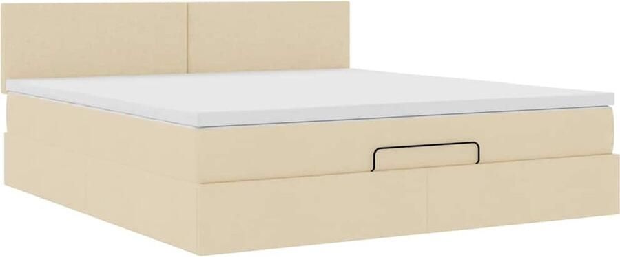 VidaXL Ottoman bed met matras en LED's 180x200cm stof crèmekleurig - Foto 5