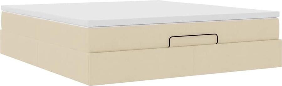 VidaXL Ottoman bed met matras en LED's 180x200cm stof crèmekleurig - Foto 6