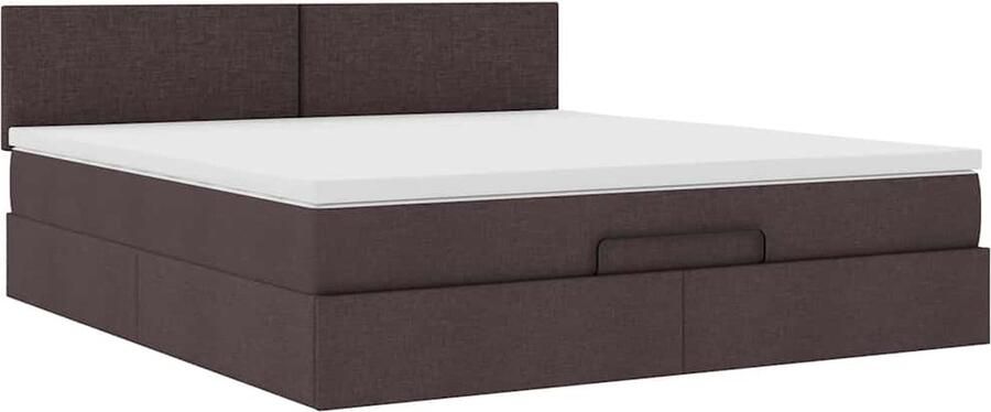 VidaXL Ottoman bed met matras en LED's 180x200cm stof donkerbruin - Foto 8