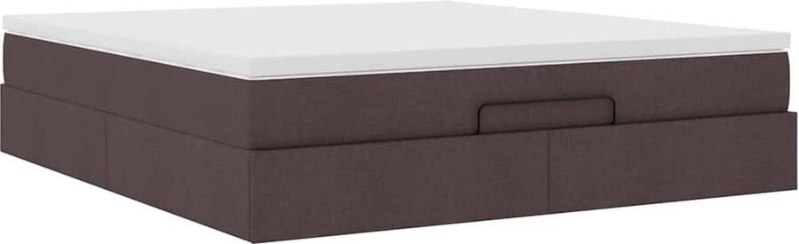 VidaXL Ottoman bed met matras en LED's 180x200cm stof donkerbruin - Foto 9