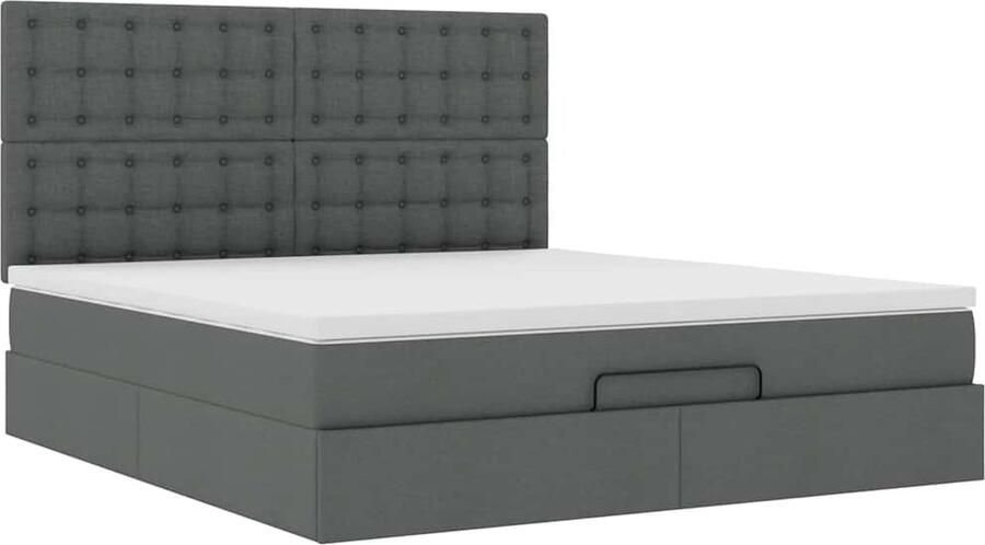 VidaXL Ottoman bed met matras en LED's 180x200cm stof donkergrijs - Foto 6