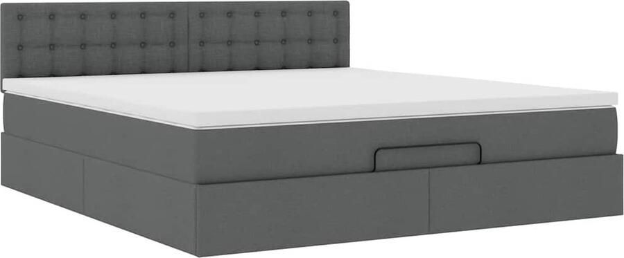 VidaXL Ottoman bed met matras en LED's 180x200cm stof donkergrijs - Foto 4