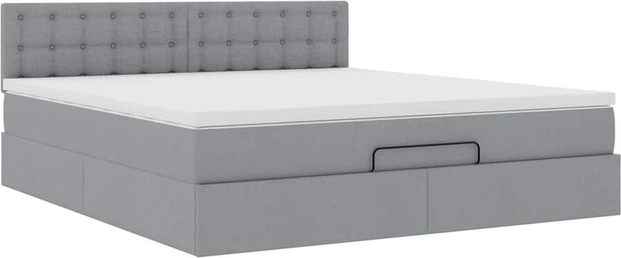 VidaXL Ottoman bed met matras en LED's 180x200cm stof lichtgrijs - Foto 5