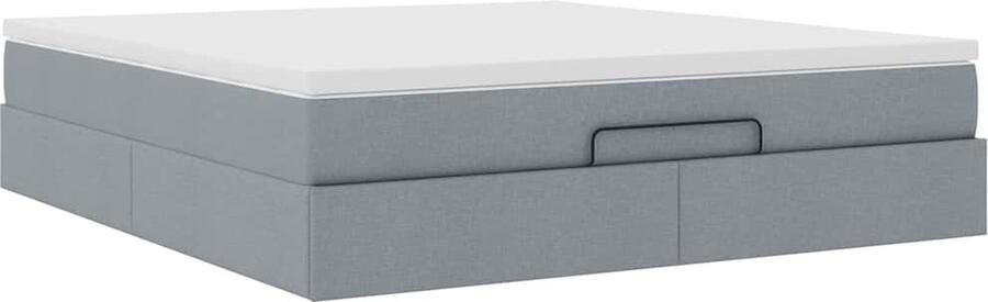 VidaXL Ottoman bed met matras en LED's 180x200cm stof lichtgrijs - Foto 6