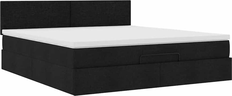 VidaXL Ottoman bed met matras en LED's 180x200cm stof zwart - Foto 7
