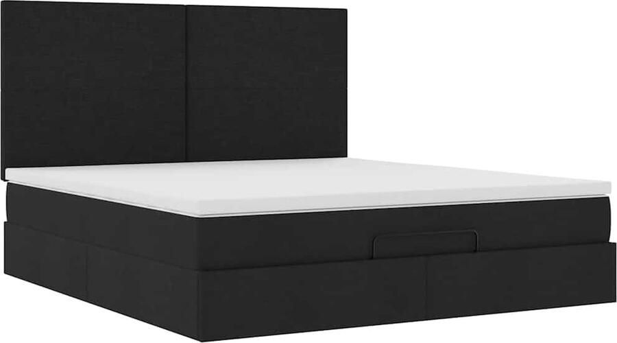 VidaXL Ottoman bed met matras en LED's 180x200cm stof zwart - Foto 6