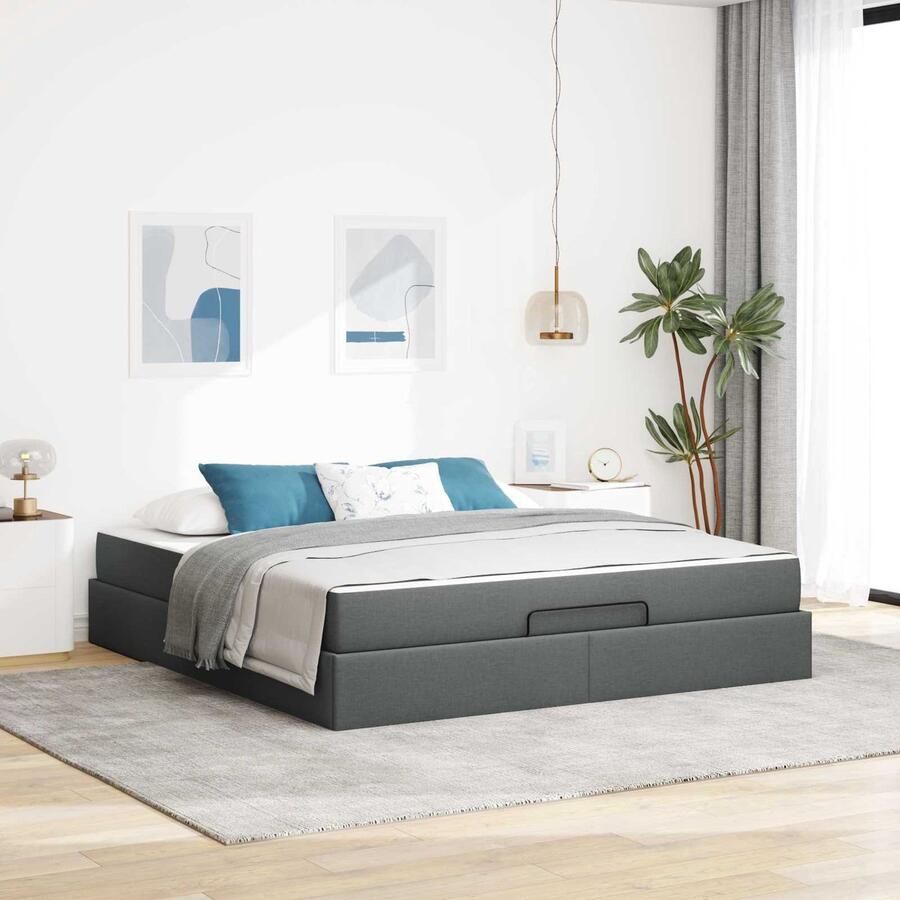 VidaXL Bedframe Anders met opslag Donkergrijs 180 x 200 cm Stof - Foto 2