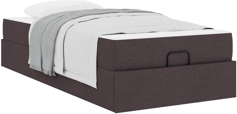 VidaXL Bedframe met matras Donkerbruin 90 x 190 cm Stof - Foto 2