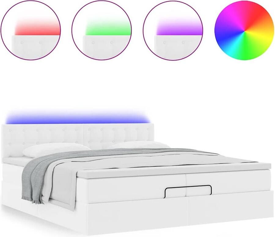VidaXL Ottoman bed met matrassen en LED's 200x200cm kunstleer - Foto 2
