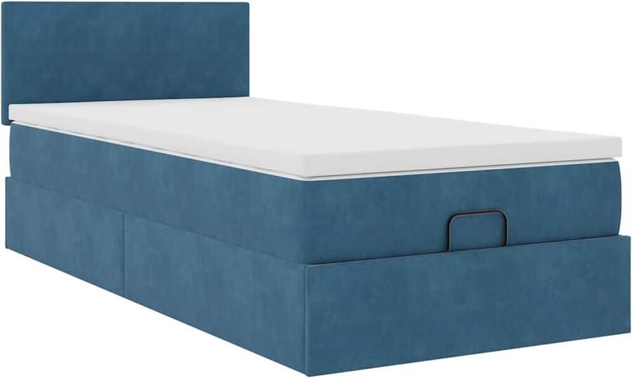 VidaXL Ottoman bed met matras 80x200cm fluweel donkerblauw