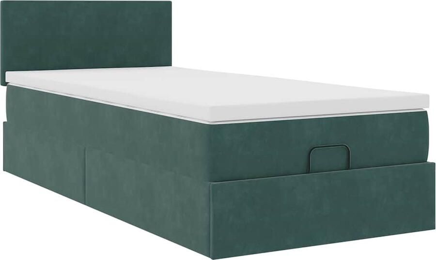 VidaXL Ottoman bed met matras 80x200cm fluweel donkergroen - Foto 2