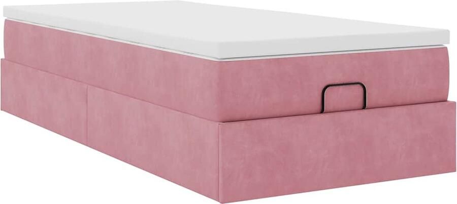 VidaXL Ottoman bed met matras 80x200cm fluweel roze