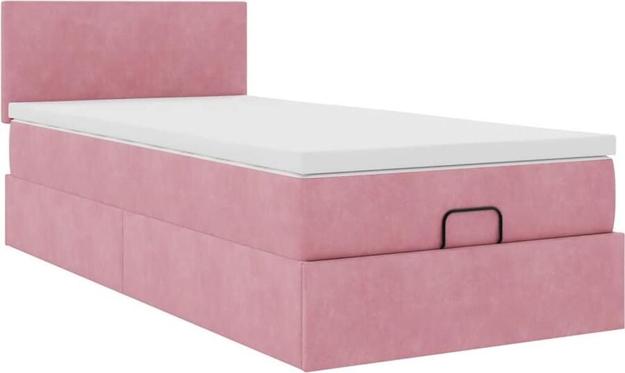 VidaXL Ottoman bed met matras 80x200cm fluweel roze - Foto 2