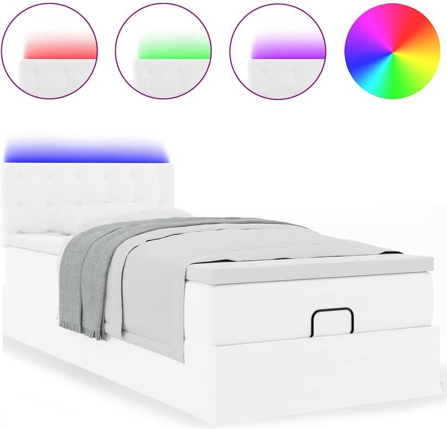 VidaXL Ottoman bed met matrassen en LED's 90x190cm kunstleer - Foto 2