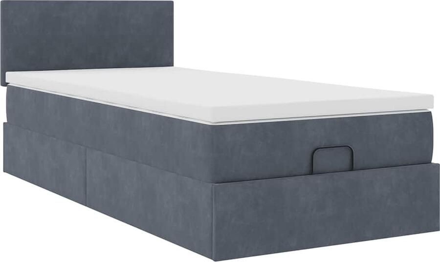 VidaXL Ottoman bed met matras 80x200cm fluweel donkergrijs - Foto 2