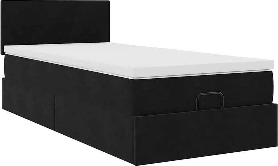 VidaXL Ottoman bed met matras 80x200cm fluweel zwart