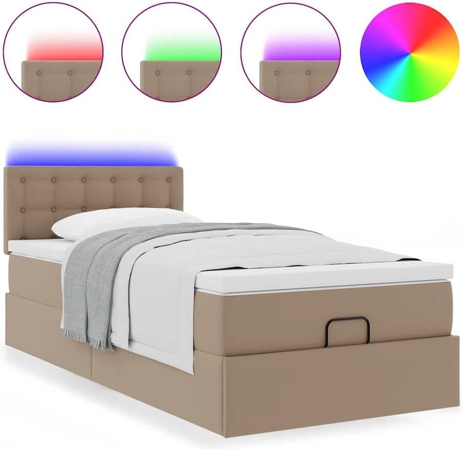 VidaXL Ottoman bed met matrassen en LED's 90x200cm kunstleer - Foto 2