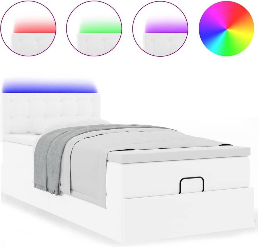 VidaXL Ottoman bed met matrassen en LED's 90x200cm kunstleer - Foto 3