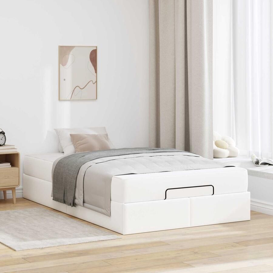 VidaXL Bedframe met matras Pure Wit 120 x 200 cm Kunstleer - Foto 2