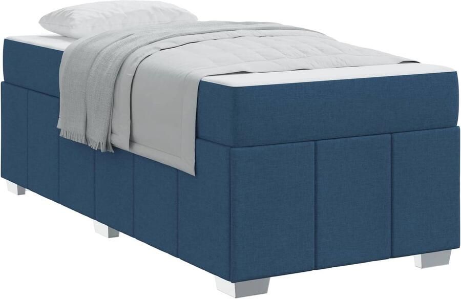 VidaXL Bedframe met matras Blauw 90 x 200 cm Stof - Foto 2