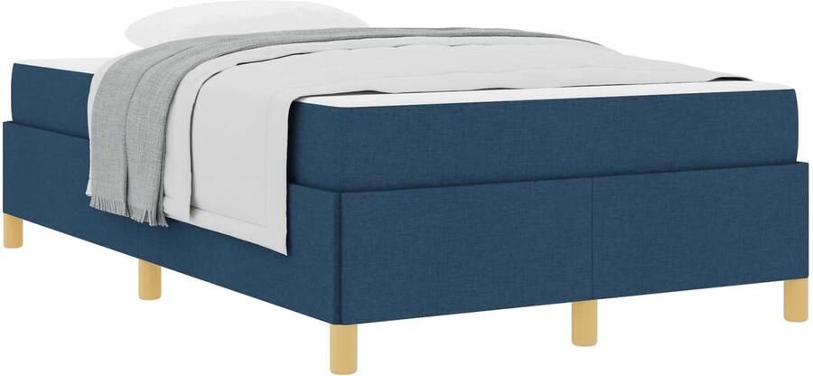 VidaXL Boxspring bed met matras Blauw en Wit 120 x 200 cm Stof - Foto 2