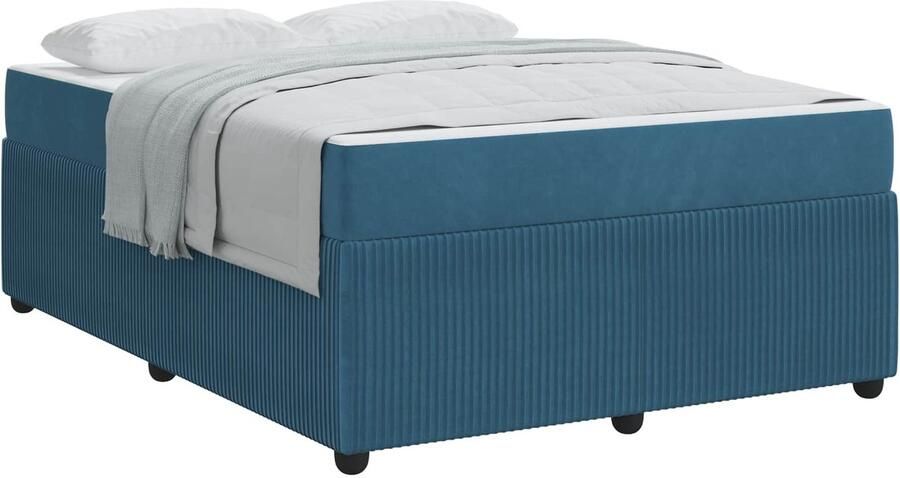 VidaXL Bedframe met matras met matras Blauw 140 x 200 cm Fluweel - Foto 2