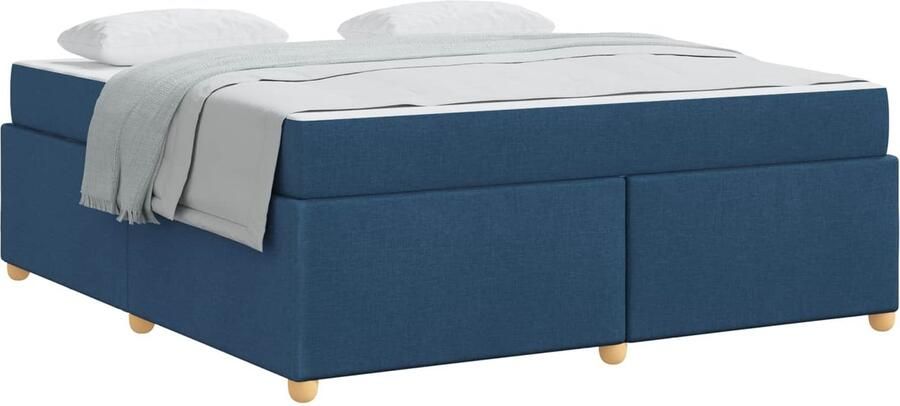 VidaXL Bedframe met matras Blauw 180 x 200 cm Stof - Foto 2