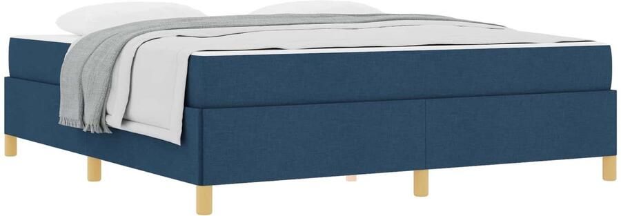 VidaXL Boxspring bed met matras Blauw en Wit 180 x 200 cm Stof - Foto 2