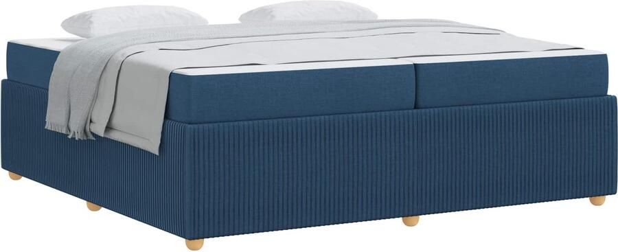 VidaXL Bedframe met matras met matras Blauw 200 x 200 cm Stof - Foto 3